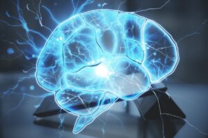 Neurons firing in the brain indicating dopamine and visualizing how porn affects the brain.
